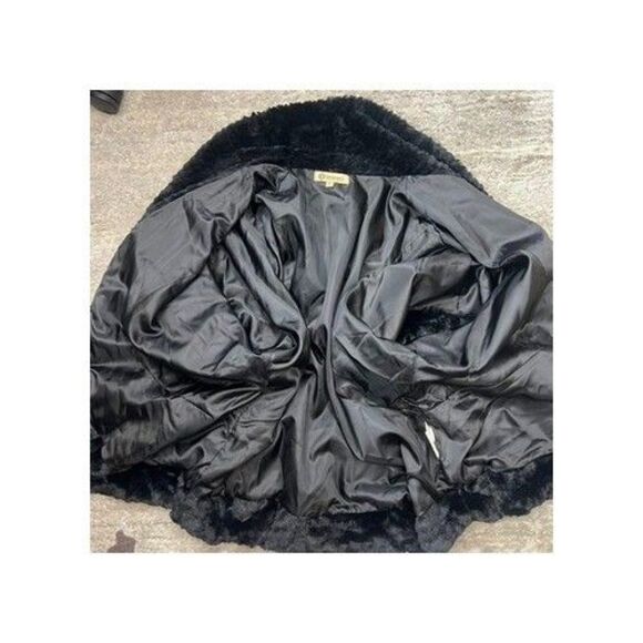 Democracy Lined Black Soft Faux Fur Shawl Collar Poncho Coat Womens Plus 2X - Picture 8 of 16